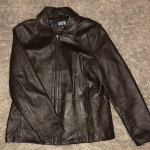 Brown leather jacket